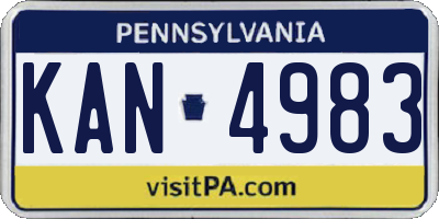 PA license plate KAN4983