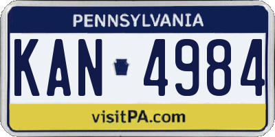 PA license plate KAN4984