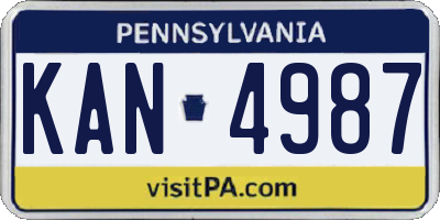 PA license plate KAN4987