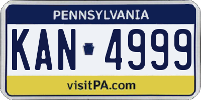 PA license plate KAN4999