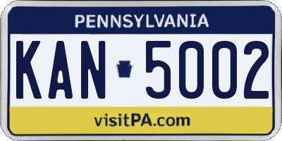 PA license plate KAN5002
