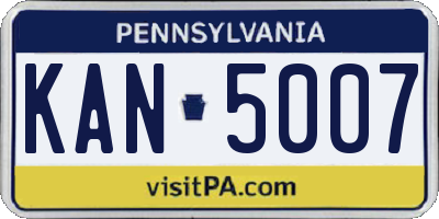 PA license plate KAN5007