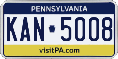 PA license plate KAN5008