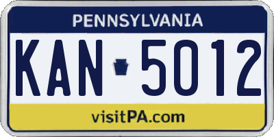 PA license plate KAN5012