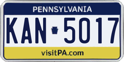 PA license plate KAN5017