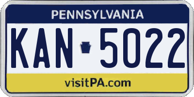 PA license plate KAN5022
