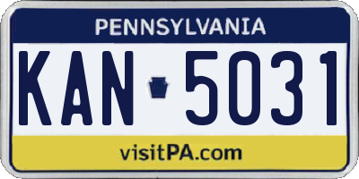 PA license plate KAN5031