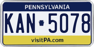 PA license plate KAN5078