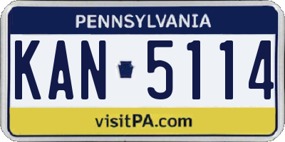 PA license plate KAN5114