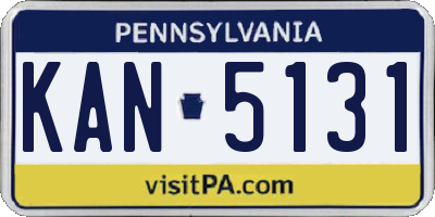 PA license plate KAN5131