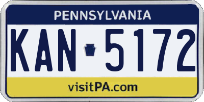 PA license plate KAN5172