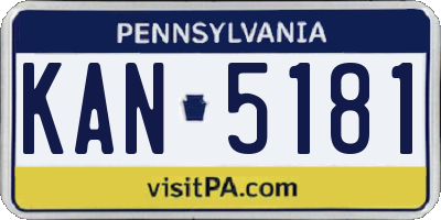 PA license plate KAN5181