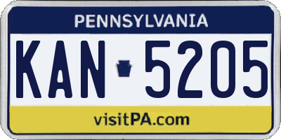 PA license plate KAN5205