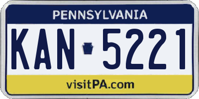PA license plate KAN5221