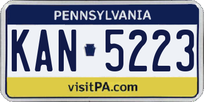 PA license plate KAN5223
