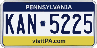 PA license plate KAN5225