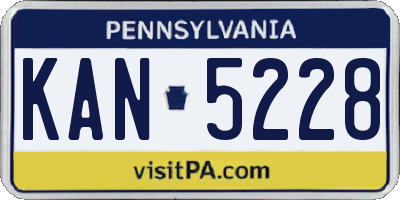 PA license plate KAN5228
