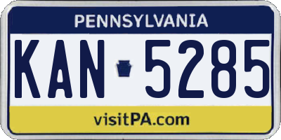 PA license plate KAN5285