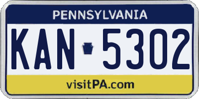 PA license plate KAN5302