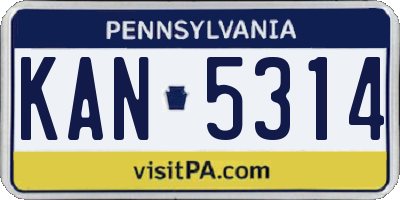 PA license plate KAN5314