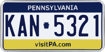 PA license plate KAN5321