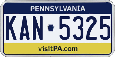 PA license plate KAN5325