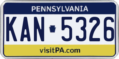PA license plate KAN5326