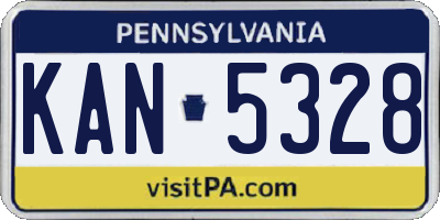PA license plate KAN5328