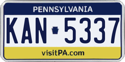 PA license plate KAN5337