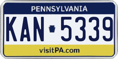 PA license plate KAN5339