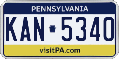 PA license plate KAN5340