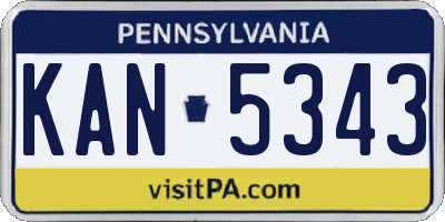 PA license plate KAN5343