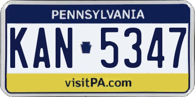 PA license plate KAN5347