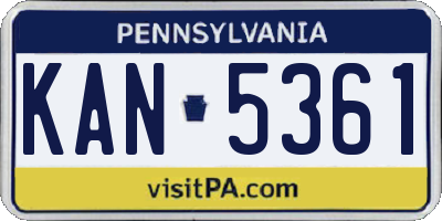 PA license plate KAN5361