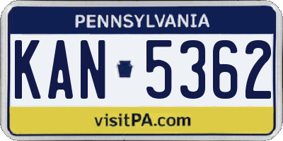 PA license plate KAN5362