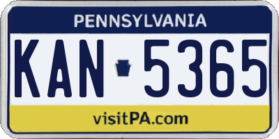 PA license plate KAN5365