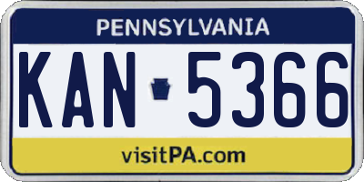PA license plate KAN5366