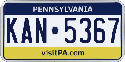 PA license plate KAN5367