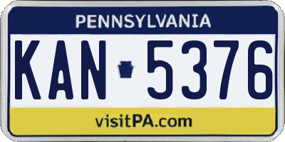 PA license plate KAN5376