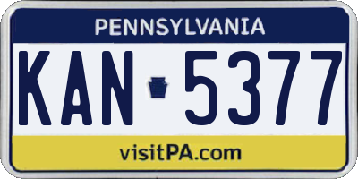 PA license plate KAN5377