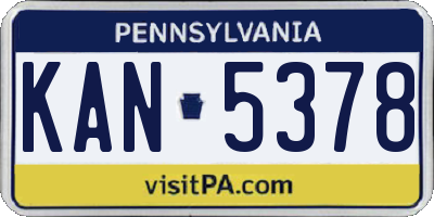PA license plate KAN5378