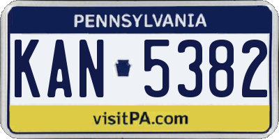 PA license plate KAN5382