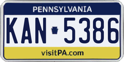 PA license plate KAN5386