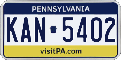 PA license plate KAN5402