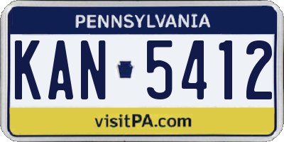 PA license plate KAN5412