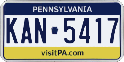 PA license plate KAN5417