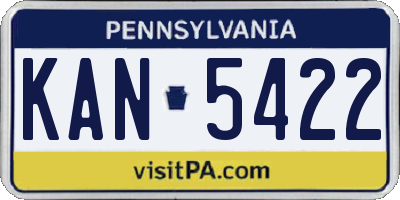 PA license plate KAN5422