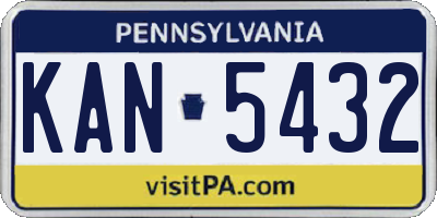 PA license plate KAN5432