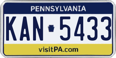 PA license plate KAN5433