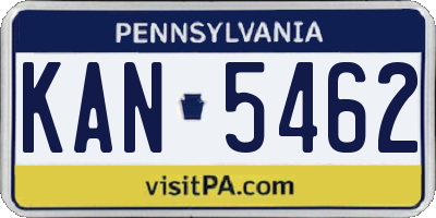 PA license plate KAN5462